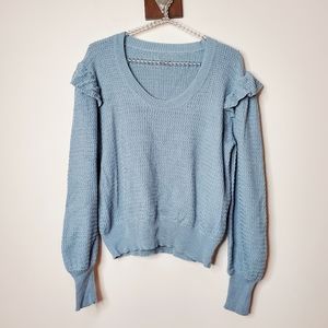 Rebecca Taylor Balloon Sleeve Sweater with Ruffles